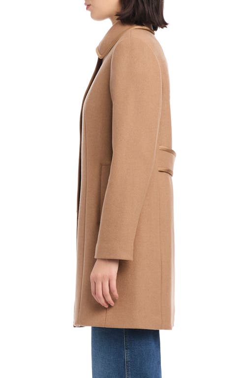 Kate Spade New York Satin Pipe Trim Wool Blend Coat In Brown