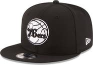 New Era Men's New Era Black Philadelphia 76ers Black & White Logo 9FIFTY Adjustable Snapback Hat