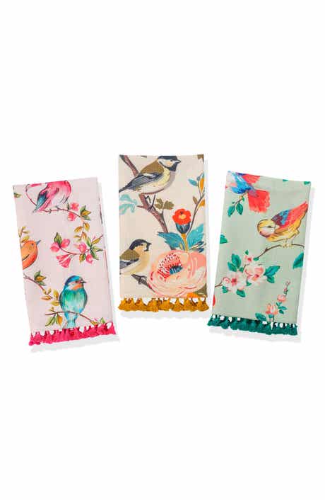 Tiramisu Avian Bloom Set of 3 Cotton Kitchen Towels