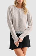 All in Favor Lace Trim Pointelle Cardigan