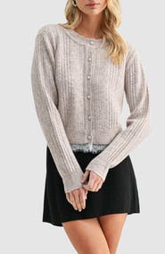 All in Favor Lace Trim Pointelle Cardigan