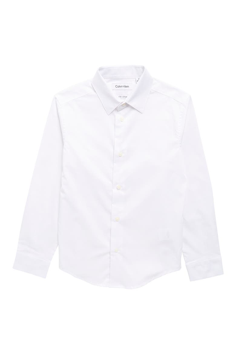 Kids' Solid Long Sleeve Slim Fit Shirt, Main, color, 100 WHITE