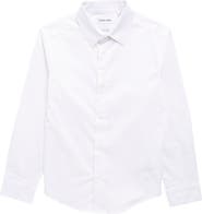 Calvin Klein Kids' Solid Long Sleeve Slim Fit Shirt
