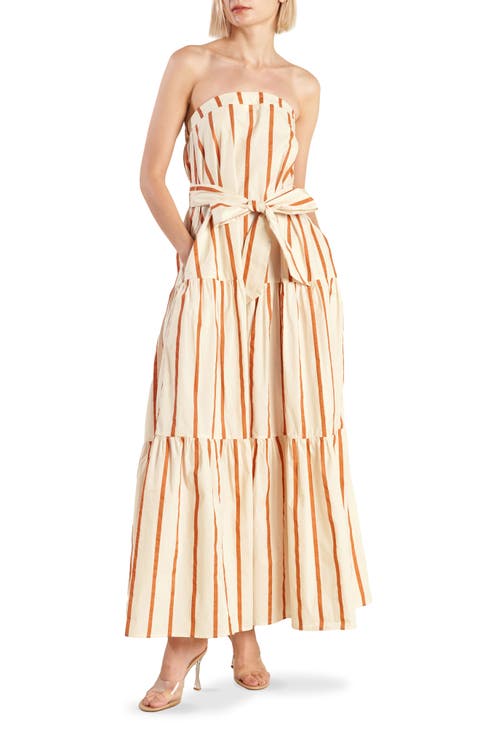 Strapless Stripe Maxi Dress