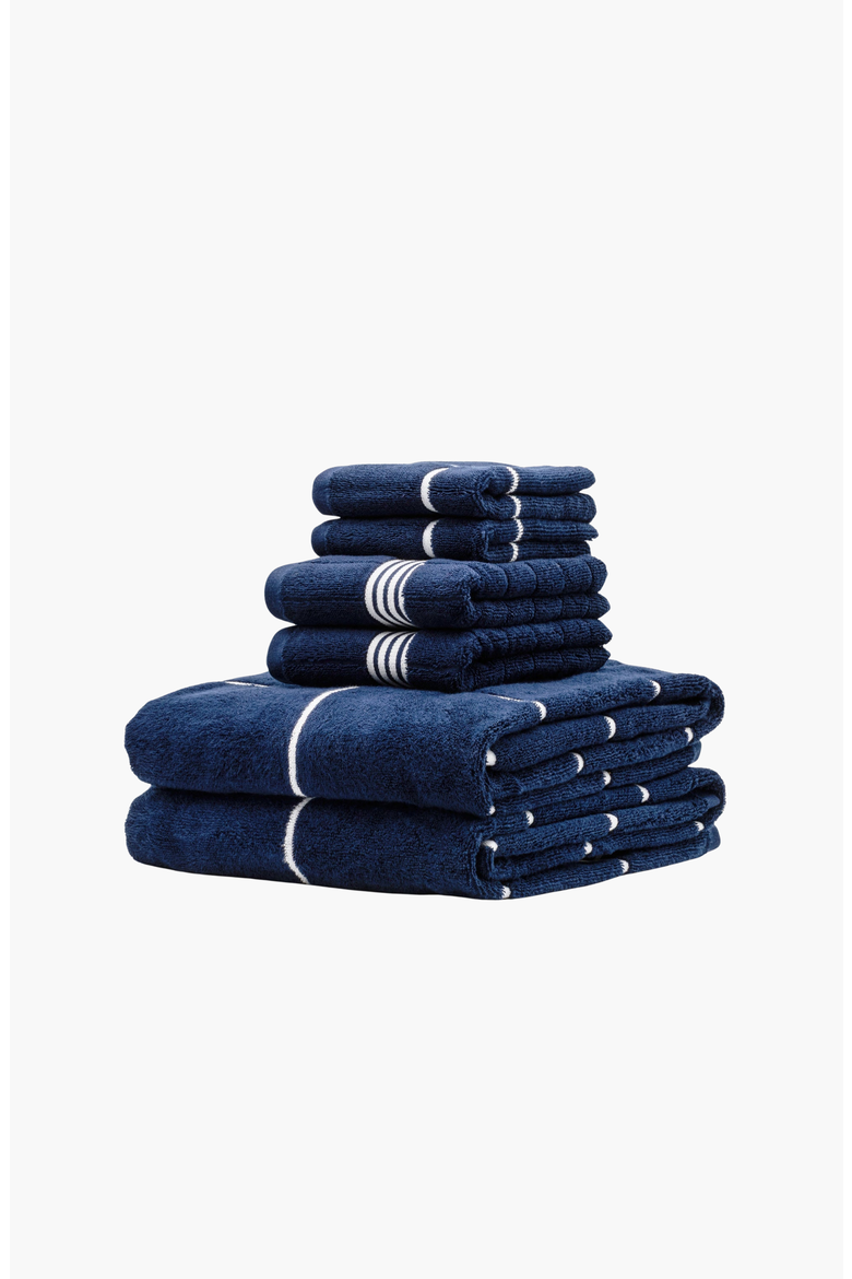 Miramar 6-Piece Towel Standard Set, Alternate, color, Navy / White