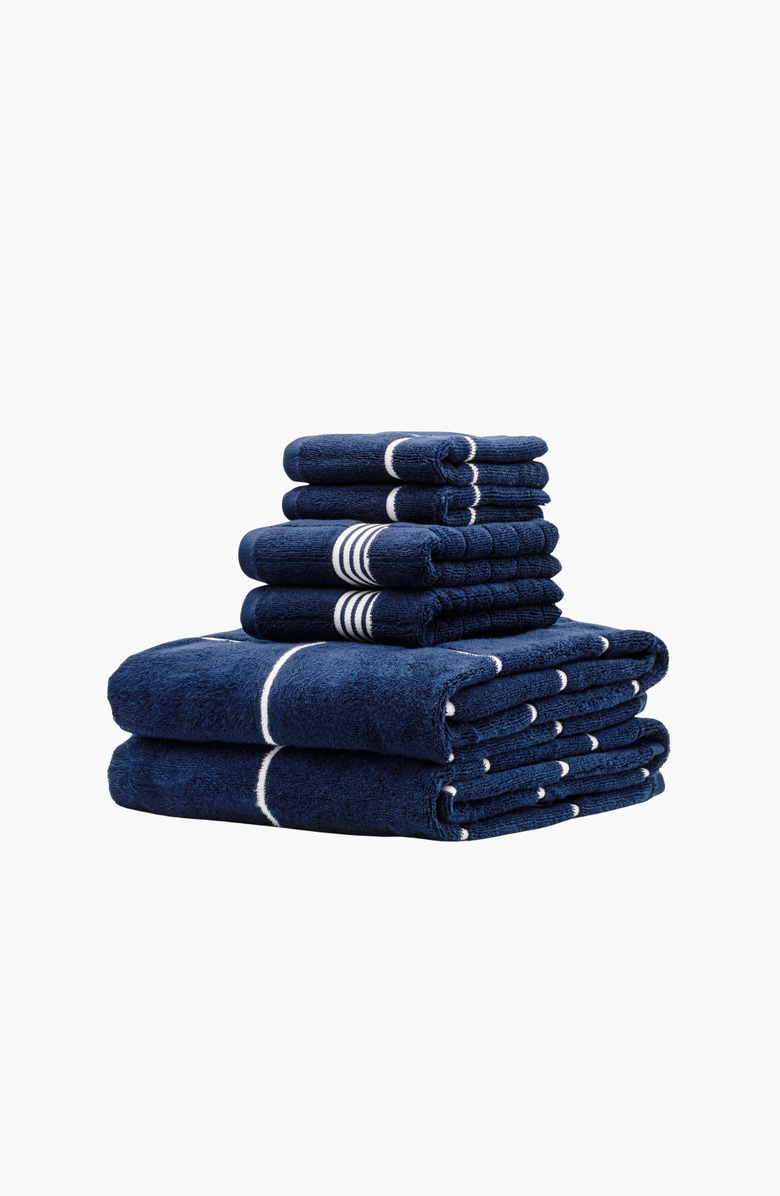 Italic Miramar 6-Piece Towel Standard Set, Alternate, color, Navy / White