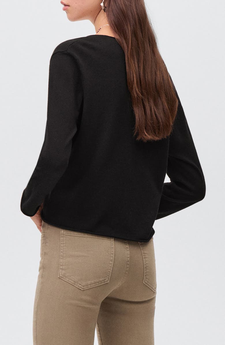 MANGO TEEN V-Neck Cotton Blend Sweater, Alternate, color, Charcoal