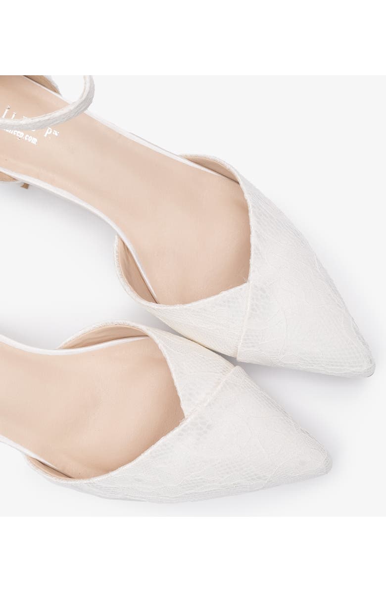 Kailee P Adele Lace Pointy Toe Block Heel with Ankle Strap, Alternate, color, White