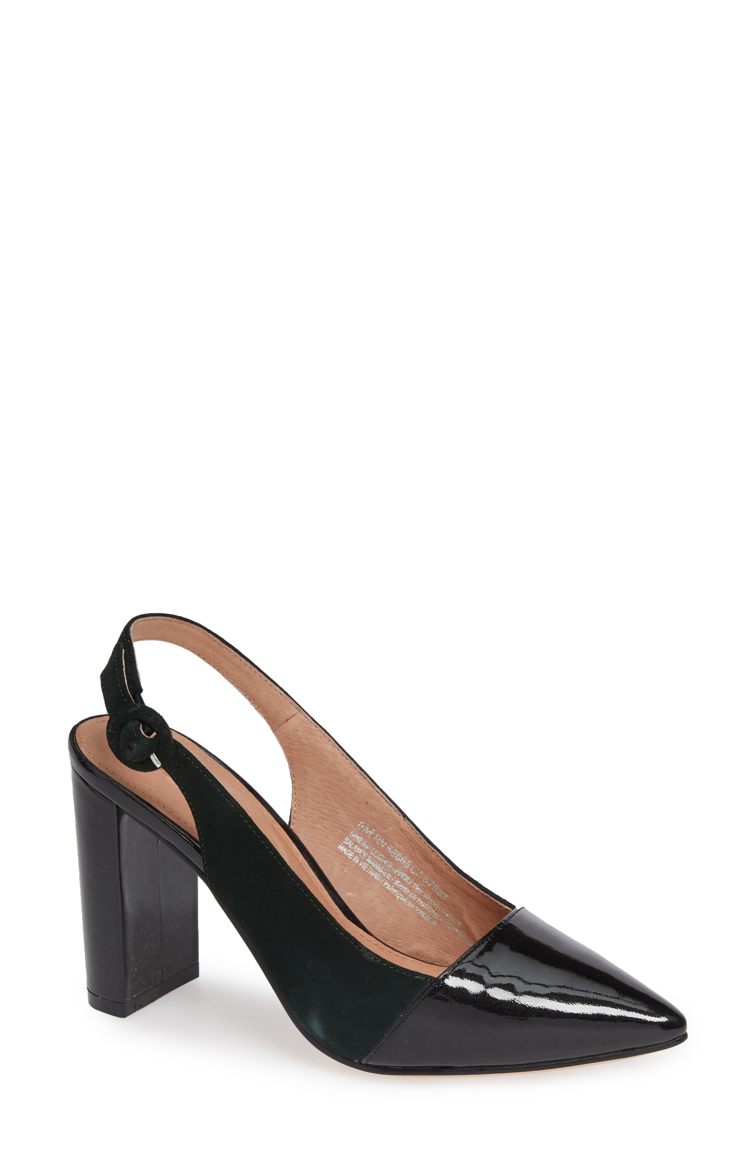 x Atlantic-Pacific Larissa Slingback Pump, Main, color, FOREST GREEN/ BLACK PATENT
