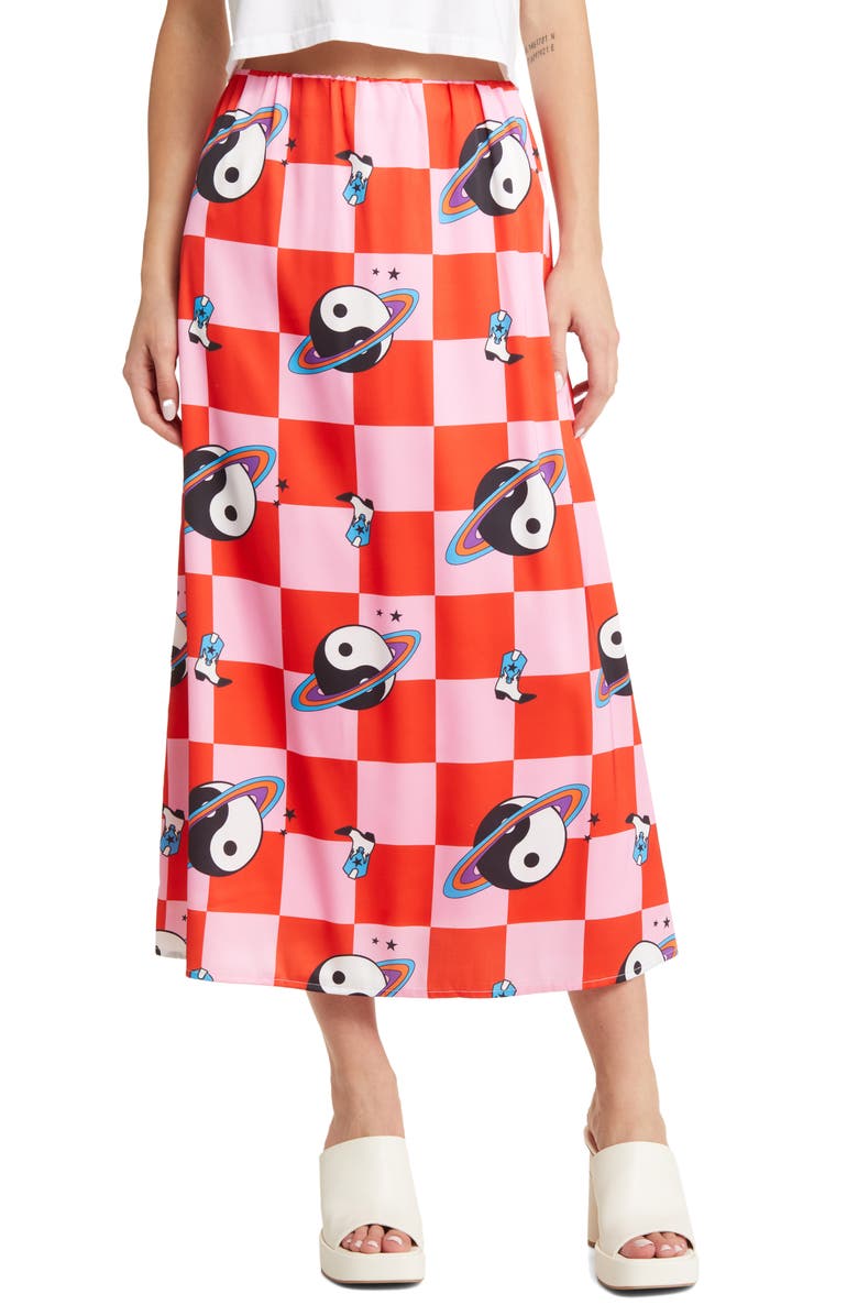 Dressed in Lala It Girl Cosmic Check Print Skirt, Main, color,