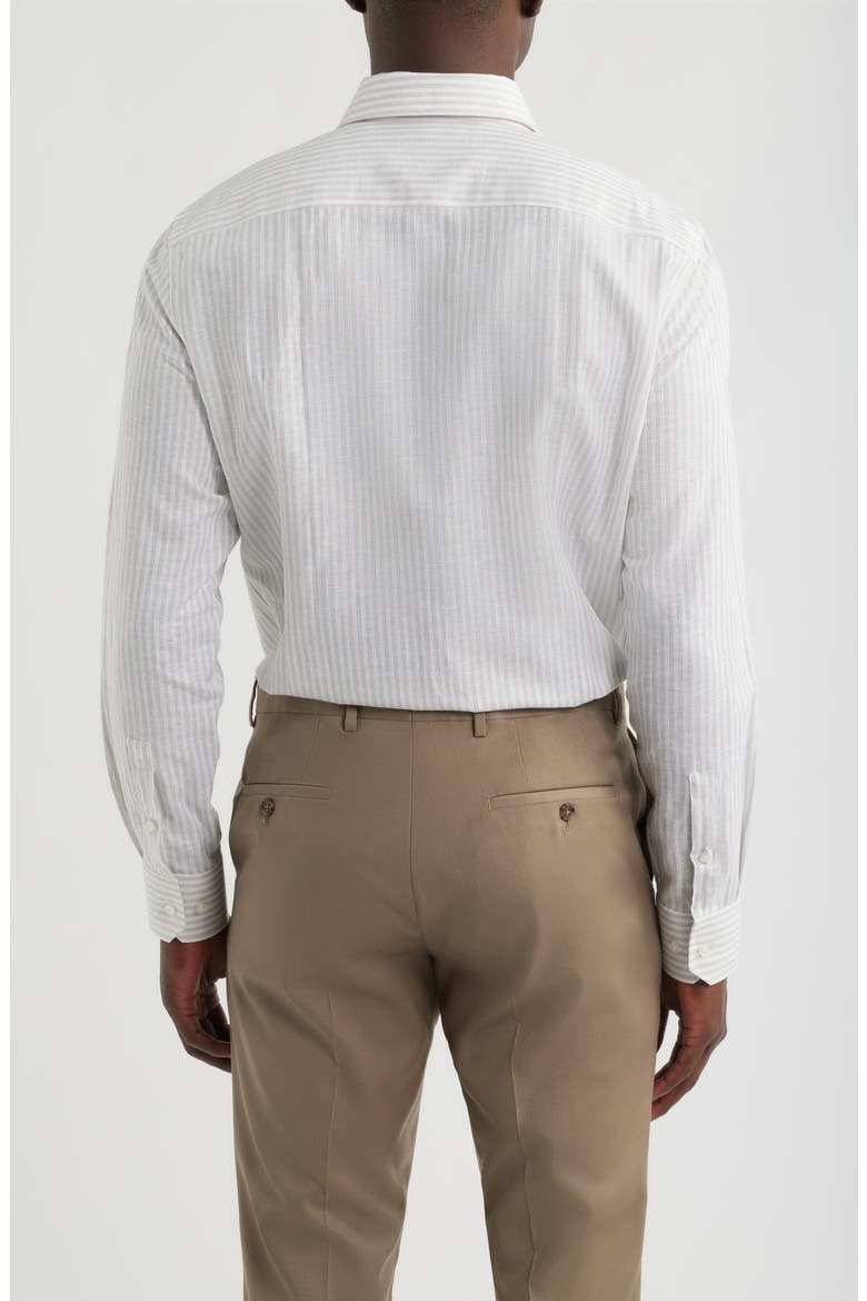 Hank Slim Fit Plaid Linen & Cotton Shirt, Alternate, color, OPEN BEIGE