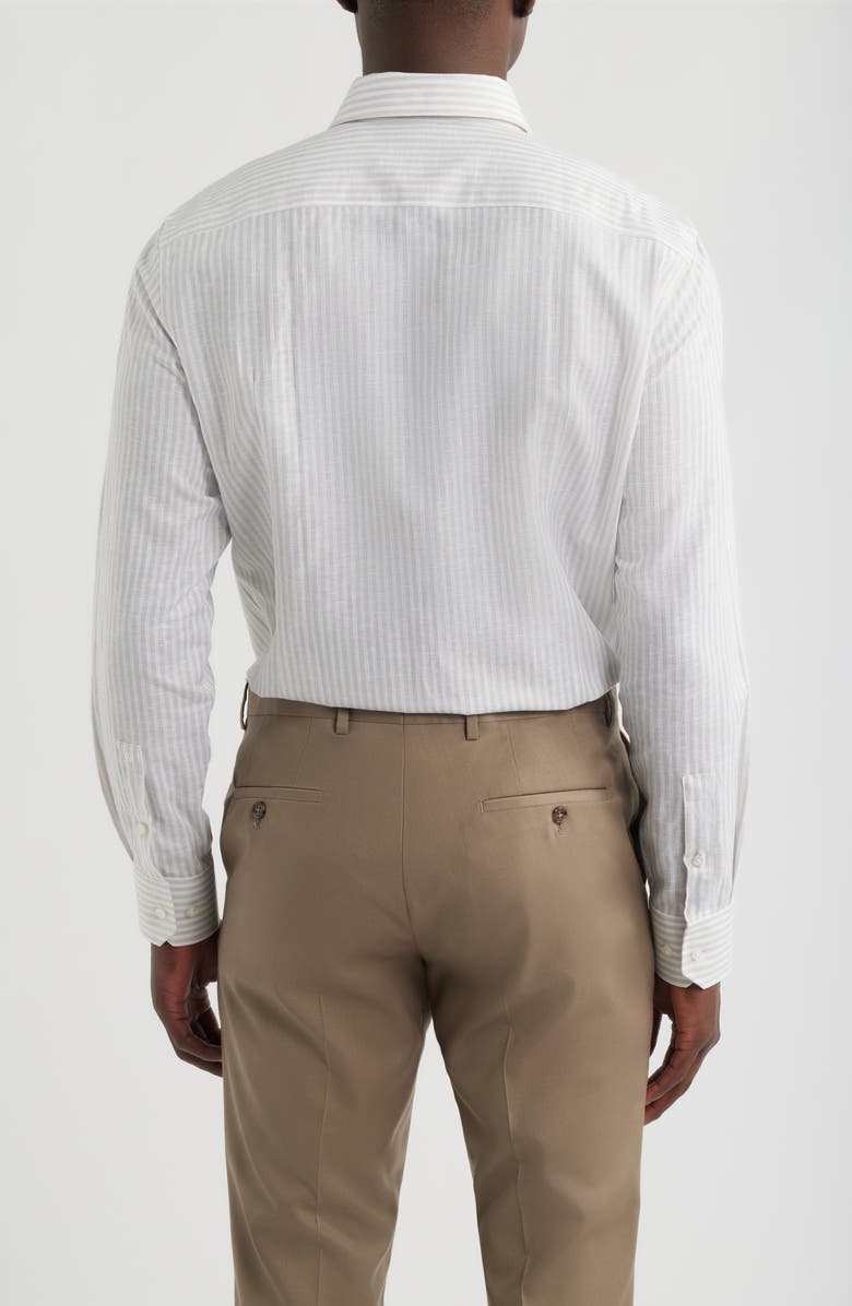 BOSS Hank Slim Fit Plaid Linen & Cotton Shirt, Alternate, color, Open Beige