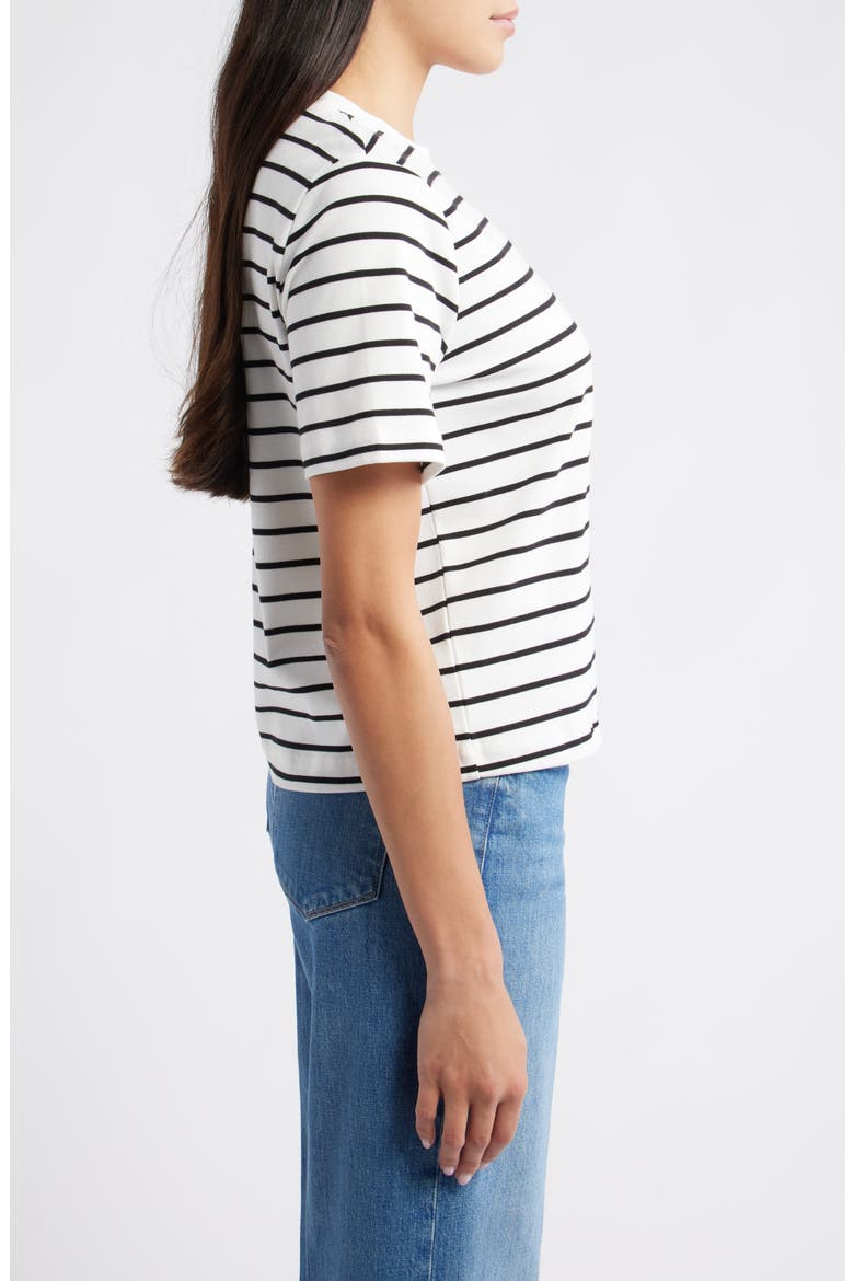 Stripe Cotton Crewneck T-Shirt, Alternate, color, BLACK WHITE STRIPE