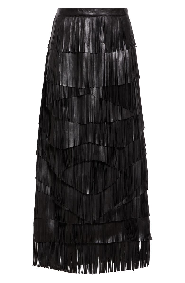 Ulla Johnson Therese Leather Fringe Maxi Skirt, Alternate, color, 