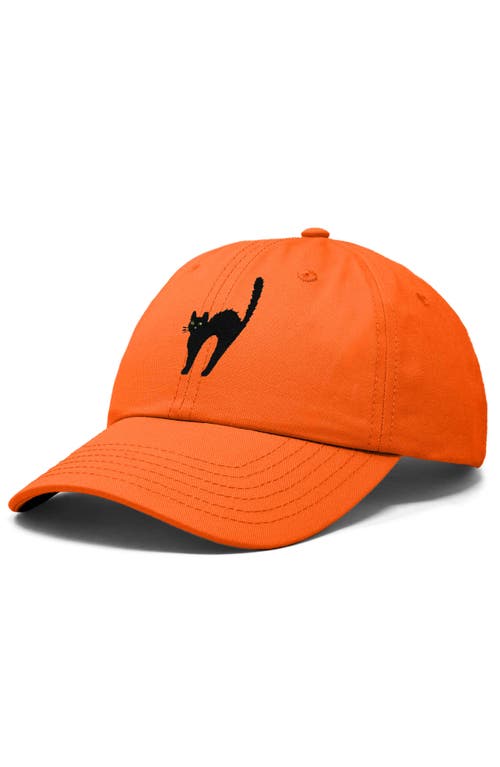 Dalix Black Cat Embroidered Casual Hat In Orange