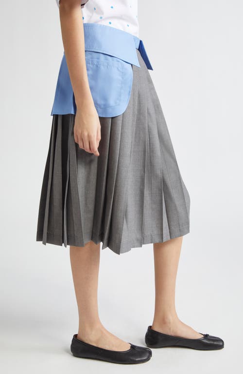Ashley Williams Shirt Collar Pleated Virgin Wool Skirt