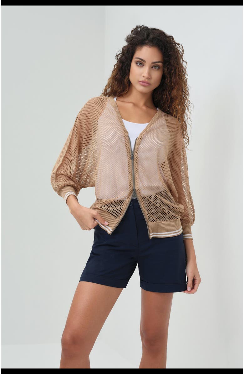 Anatomie Elora Knit 3/4 Sleeve Full Zip Jacket, Main, color, 