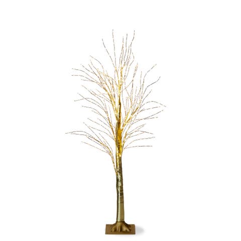 Gold Twinkle LED Pine Tree Artificial Holiday Decor Indoor