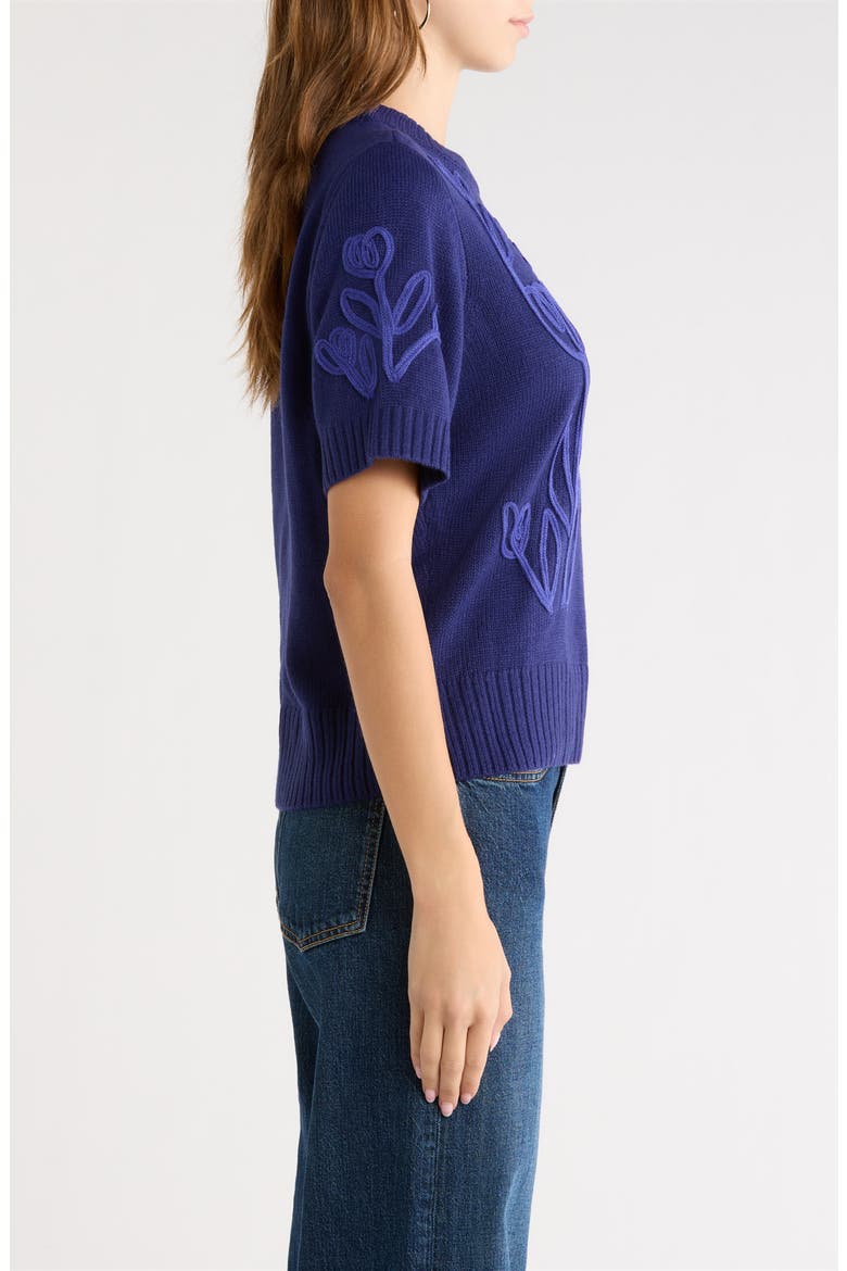 Winsley Floral Embroidered Sweater, Alternate, color, NAVY
