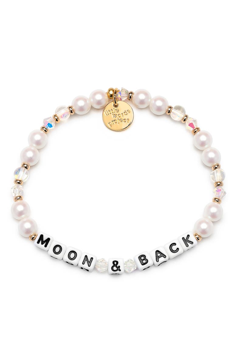 Little Words Project Moon & Back Beaded Stretch Bracelet, Main, color, 