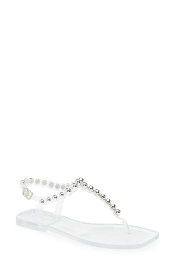 Jeffrey Campbell Pearlesque Imitation Pearl Ankle Strap Sandal In White