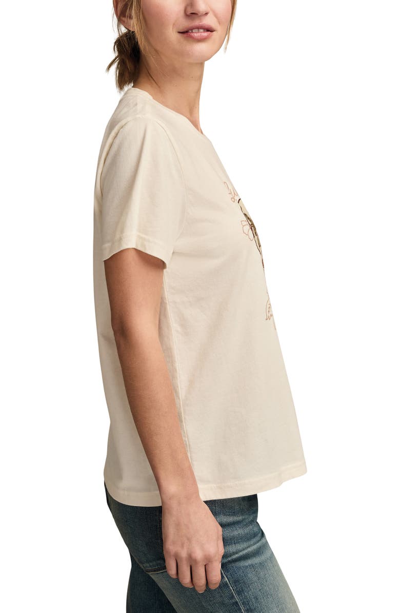 Lucky Brand Classic Embroidered Floral Heart Cotton T-Shirt, Alternate, color, Butter Cream