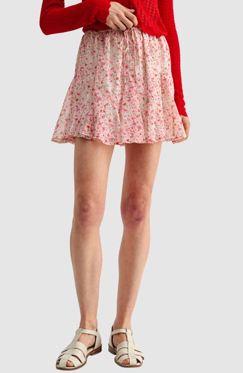 Floral Elastic Waist Miniskirt