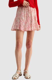 All in Favor Floral Elastic Waist Miniskirt