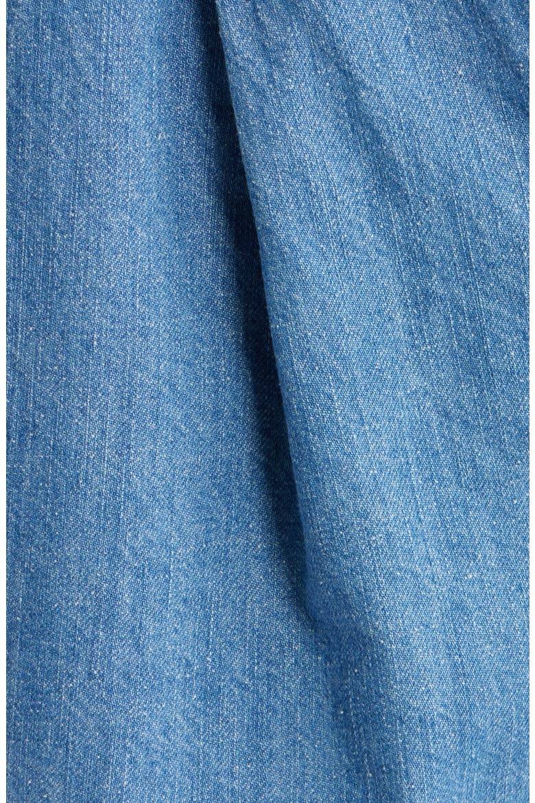 Ruffled Denim Romper, Alternate, color, DENIM