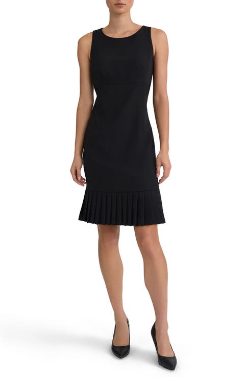 Pleated Sleeveless Sheath Dress
