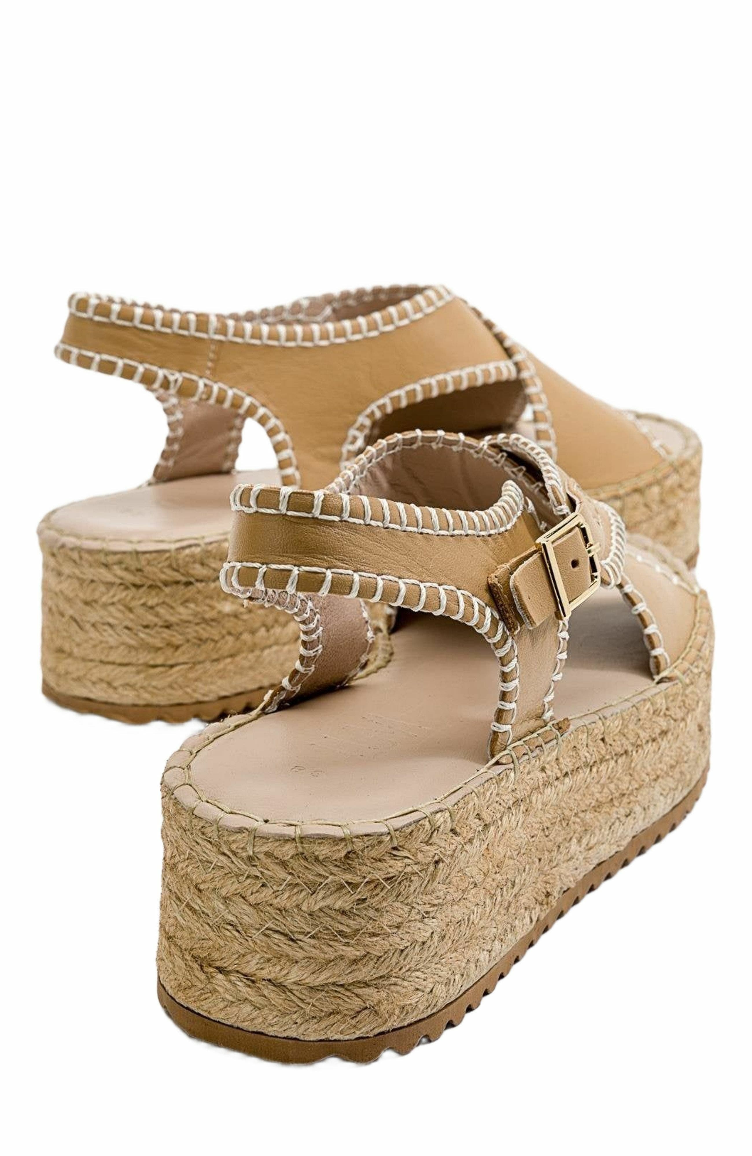 Forever & Always Shoes Bellezza Leather Platform Sandal, Alternate, color, Dark Beige Leather