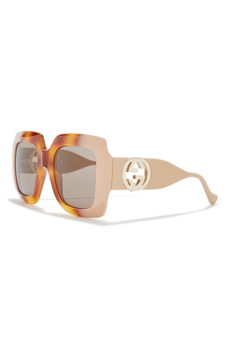 54mm Square Sunglasses, Alternate, color, HAVANA IVORY BROWN