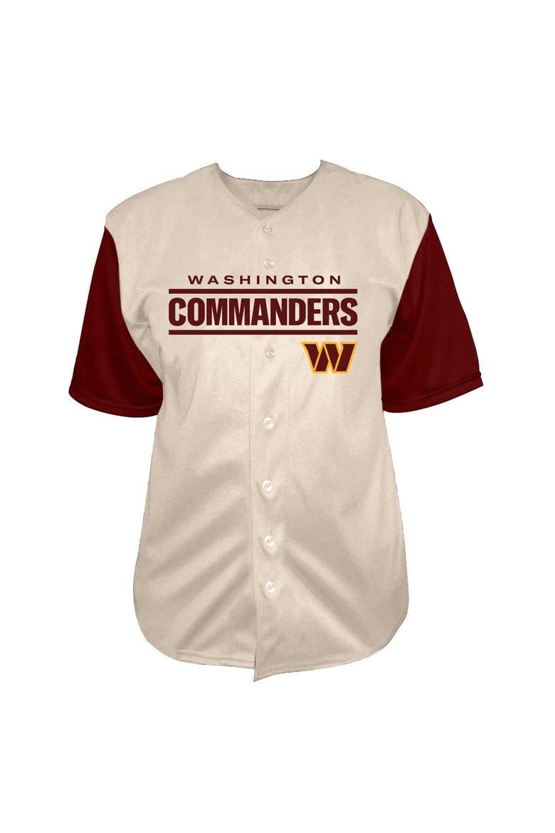 Men's Fanatics Jayden Daniels Cream Washington Commanders Big & Tall Baseball Button-Up Shirt, Alternate, color, Cream