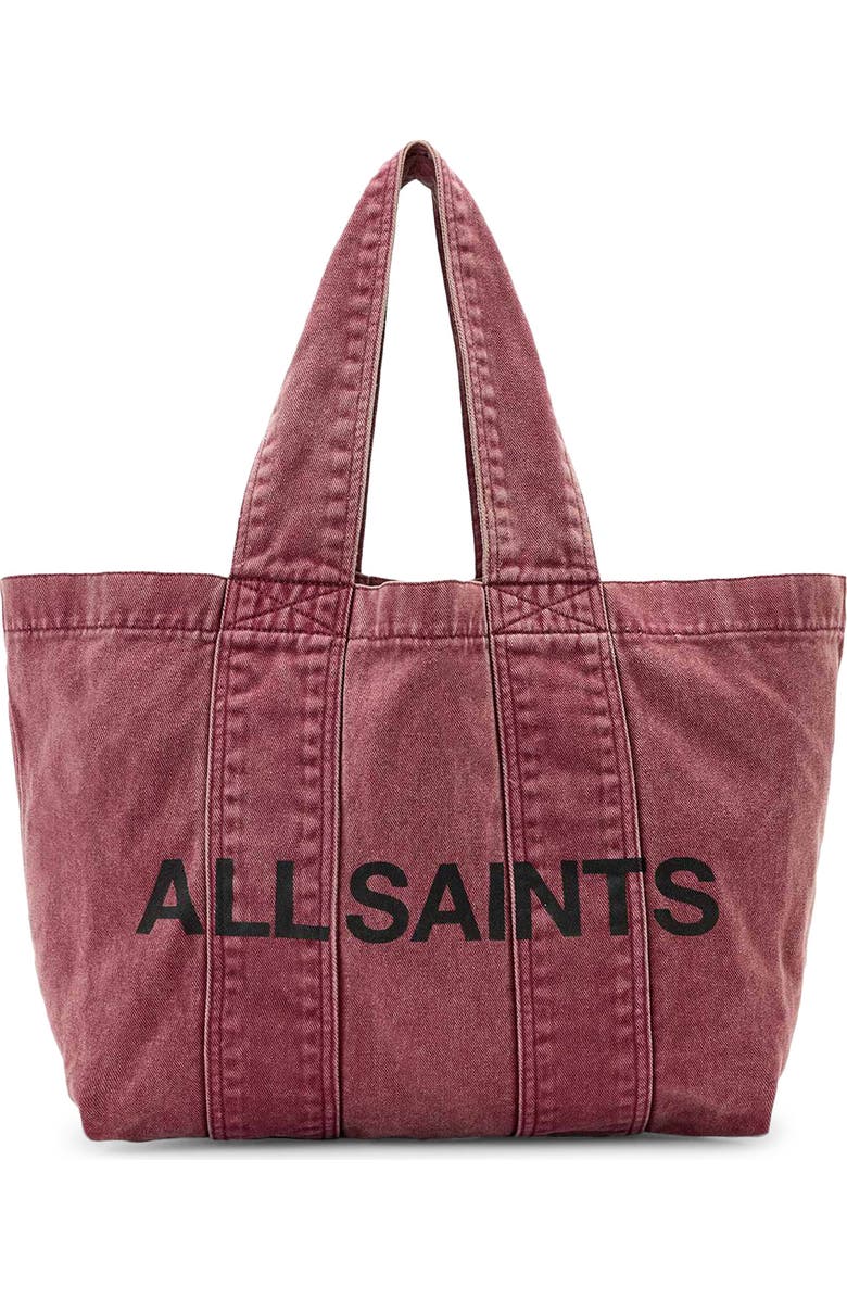 AllSaints Izzy Denim Tote, Main, color, Raspberry Pink