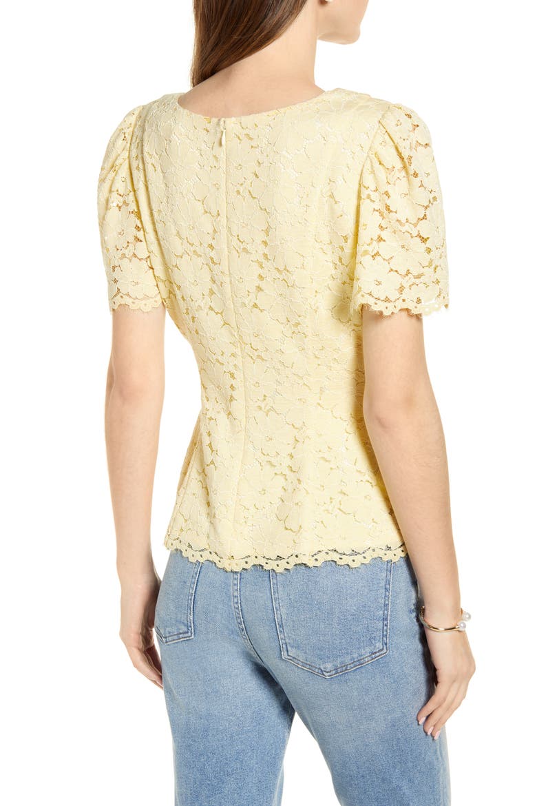 Lace Flutter Sleeve Top, Alternate, color, YELLOW CLOVER