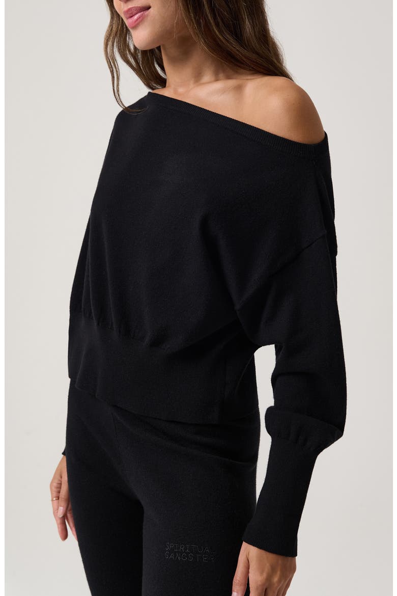 Jules Off the Shoulder Cotton Sweater, Alternate, color, BLACK