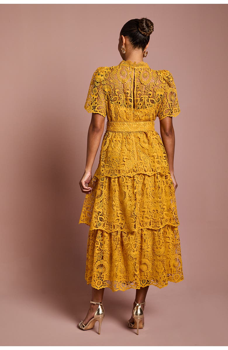 Coast Tiered Lace Midi Dress, Alternate, color, Gold