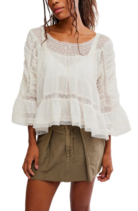 She's a Romantic Lace Detail Cotton Top