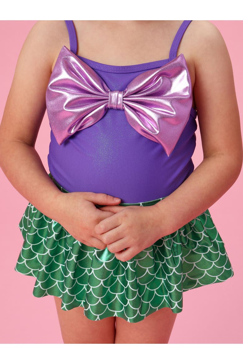 UPF50 Big Bow Skirted One Piece, Alternate, color, Shiny Mermaid Princess