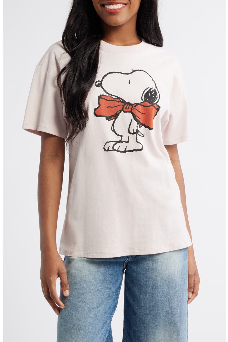 Peanuts® Snoopy Bow Tie Cotton Graphic T-Shirt, Main, color, PINK