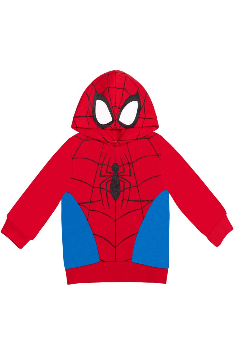 Spider-Man Cosplay Fleece Pullover Hoodie, Main, color, Spider Man Red Blue