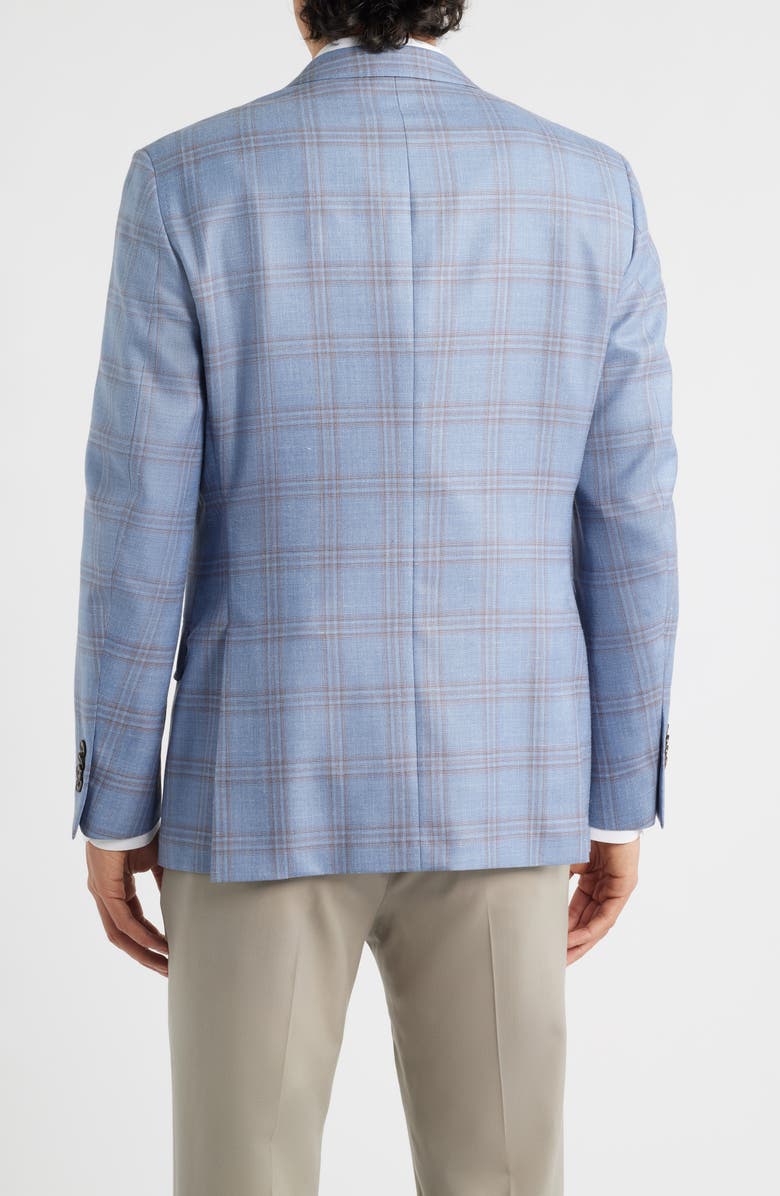 Peter Millar Hyperlight Soft Light Blue Plaid Wool & Silk Blend Sport Coat, Alternate, color, 