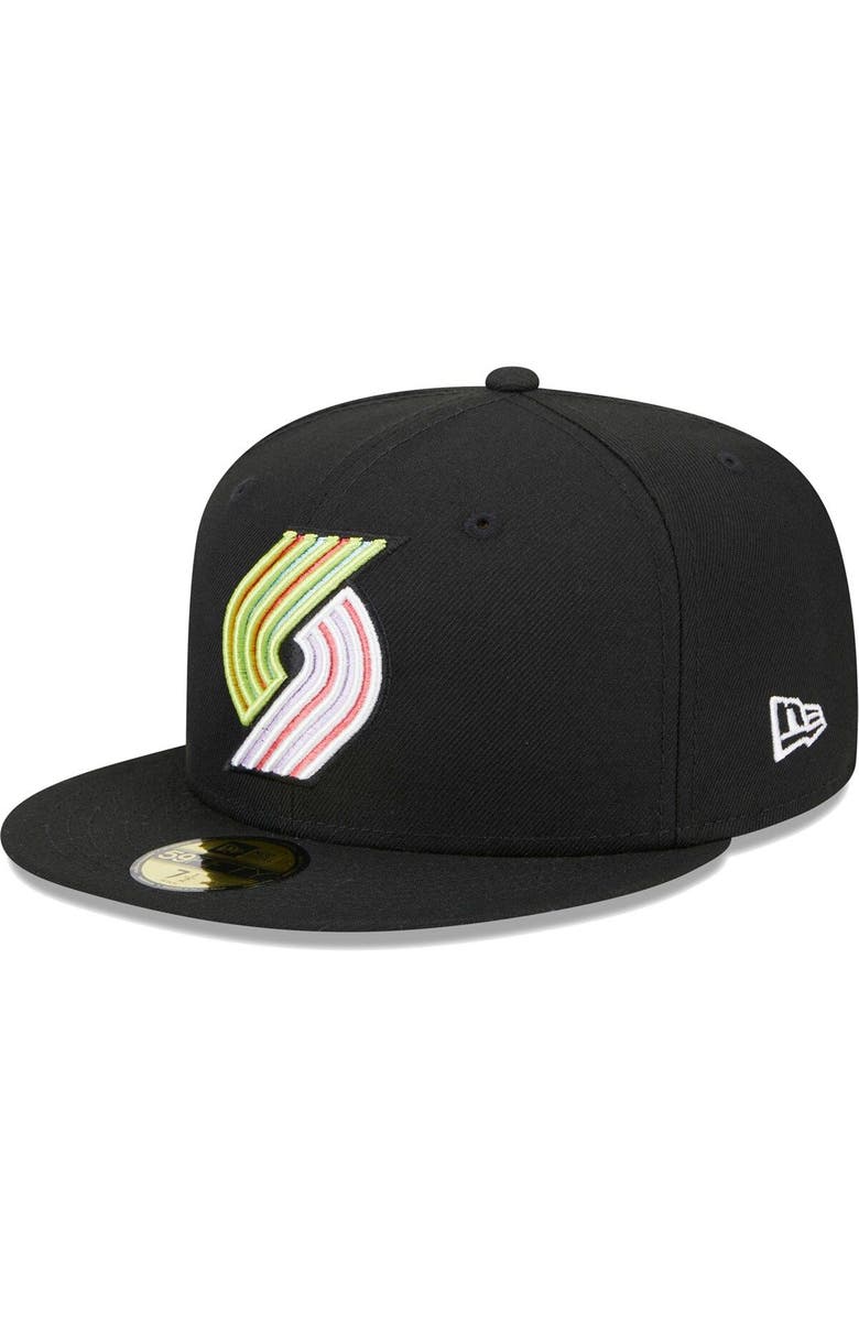 New Era Men's New Era Black Portland Trail Blazers Color Pack 59FIFTY Fitted Hat, Alternate, color, 