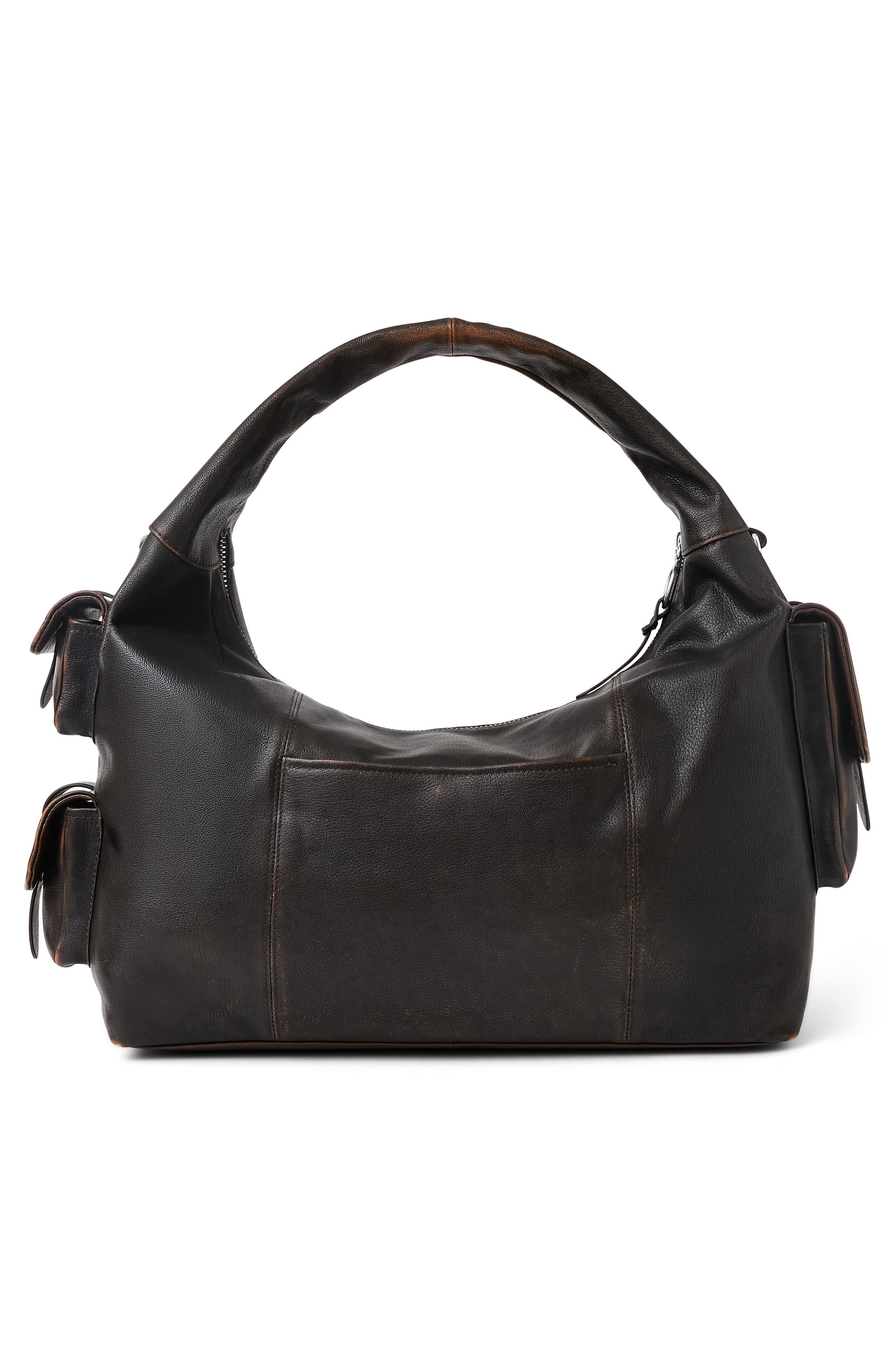 Rebel Leather Shoulder Bag, Alternate, color, FUDGE BRUSH OFF