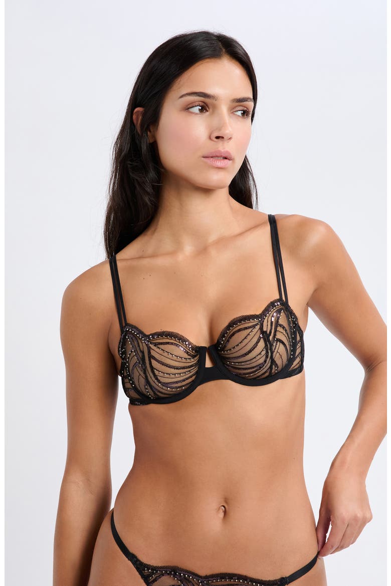 Whisper of Desire Underwire Balconette Bra, Alternate, color, BLACK