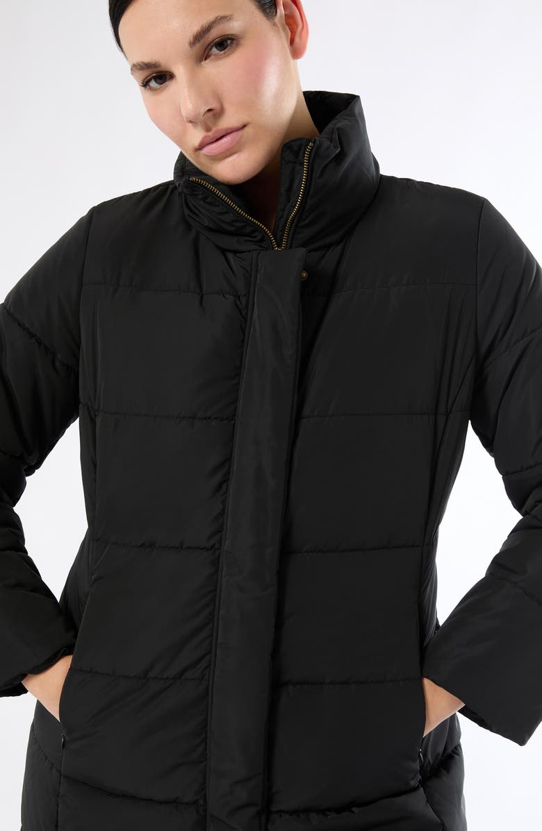 Marina Rinaldi Quark Water Repellent Quilted Coat, Alternate, color, Black