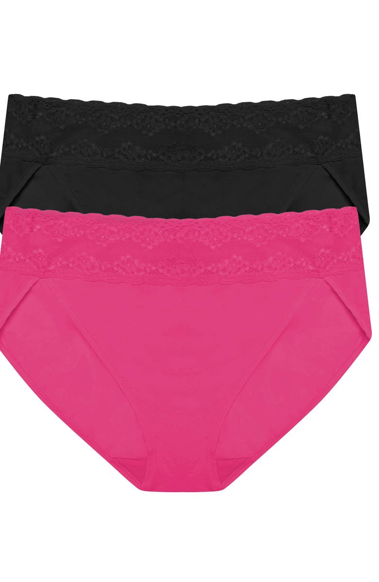 Natori Bliss Perfection One Size French Cut Brief 2-Pack, Main, color, Black/Radiant Rose
