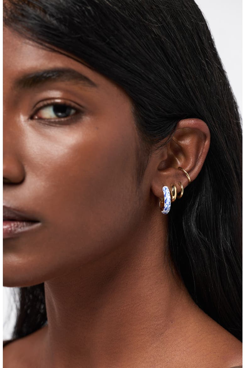 Giulia Medium Hoop Earrings, Alternate, color, GOLD / MARBLE BLUE