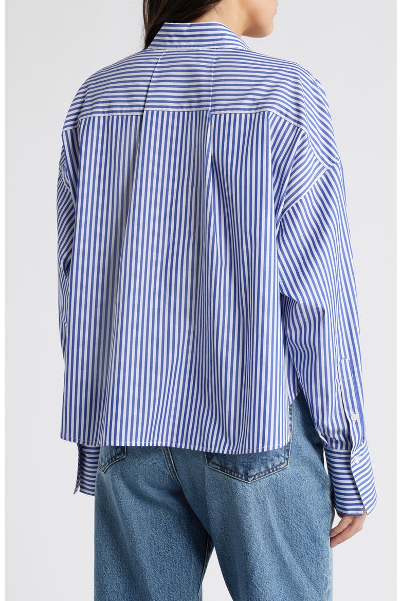 Martha Stripe Cotton Button-Up Shirt, Alternate, color, BLUE STRIPE