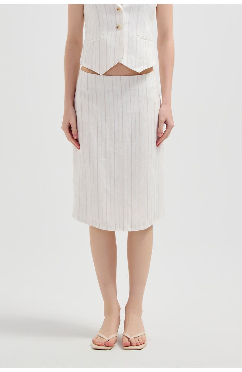 nuaje nuaje Le Straight Midi Skirt, Main, color, White Stripe
